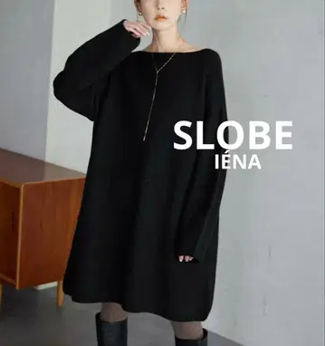 새상품급 SLOBE IENA 파인 울 니트 미니 원피스 블랙
