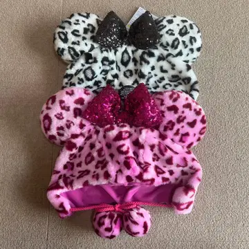 디즈니 팬캡 미니 레오파드 무늬 핑크 그레이