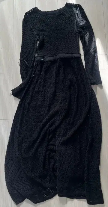 블랙 니트 롱 원피스 긴팔