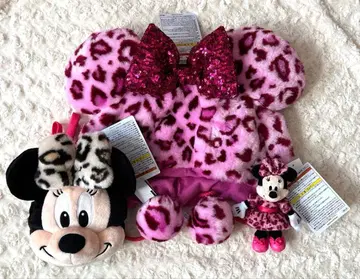 디즈니 레오파드 무늬 팬 캡 & 숄더 & 봉제 인형 참 3종 세트