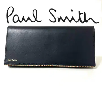 폴스미스 Paul Smith 스트라이프 포인트 덮개 장지갑 네이비