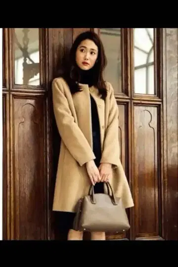 아나이/카멜 노카라 롱 코트 38