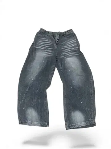 그레이 와이드 레그 데님 팬츠 L 사이즈