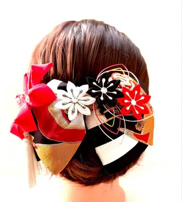 니시진 비단 리본과 쓰마미자이쿠 머리 장식 (500)