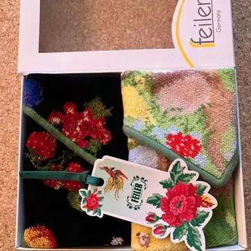 페이러 손수건 셰니르 직조 베어 풀루츠 꽃무늬 2장 세트