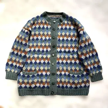 손뜨개질 다이아몬드 패턴 니트 가디건