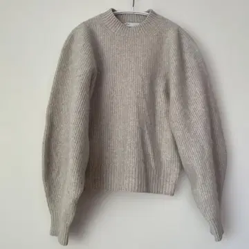 새상품급 노블 FOX MIX 편직 퍼프 슬리브 풀오버 그레이 22AW