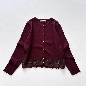 새상품급 마리엘 에프데 밑단 레이스 가디건 고급 펄 버튼
