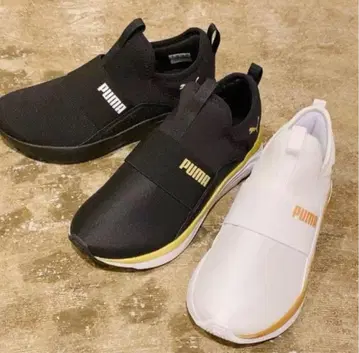 [ 새상품급 ] PUMA SOFTRIDE 블랙/골드 슬립온 25cm