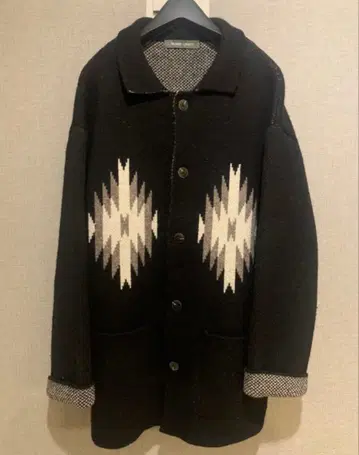 beams lights 니트 자켓 네이티브 무늬 블랙 L