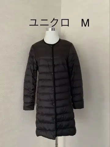 [ 유니클로 ] 새상품급 M 블랙 다운 롱 코트 둥근넥 V넥