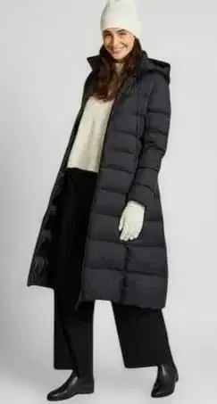 새상품급 UNIQLO 울트라 라이트 다운 롱 코트 후디드 코트 XL 블랙