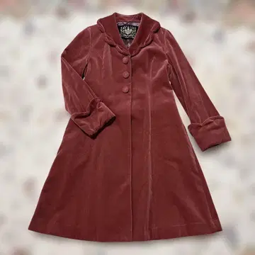 제인 마플 버건디색 벨벳 롱 코트