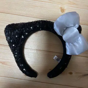 고양이 귀 머리띠 스팽글 블랙