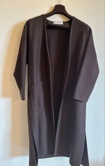 새상품급 UNITED ARROWS 노카라 롱 코트 브라운