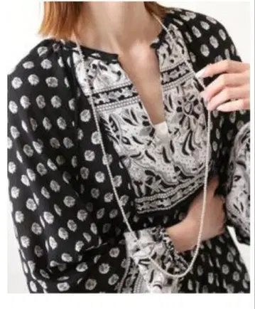 메탈 비즈 롱 목걸이 실버