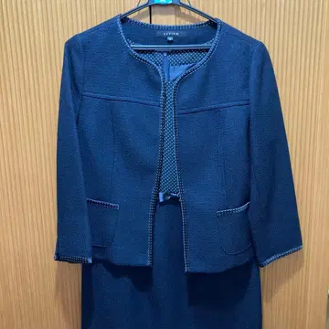 네이비 노카라 자켓 스커트 셋업