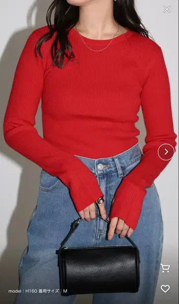 썸홀 긴팔 리브 니트탑