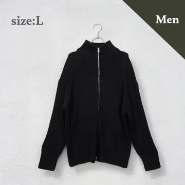 집업 스웨터 니트 가디건 하이넥 가을/겨울 따뜻한 블랙 L