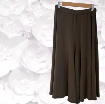 와이드 팬츠 가우초 [ F ] 브라운 브라운 허리밴딩 이지 일본제