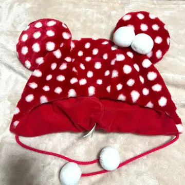 빨간색 팬캡 디즈니 미니 폼폼 크리스마스