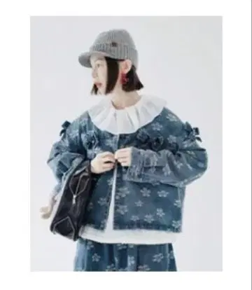 꽃무늬 자수 오버 사이즈 데님 자켓