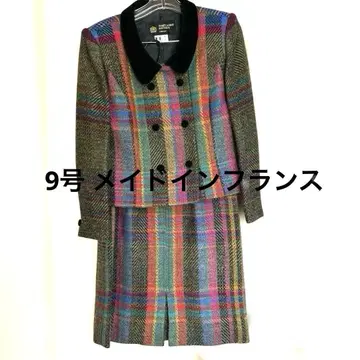 빈티지 체크 무늬 울 혼방 수트 프랑스제