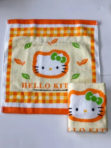 헬로키티 페이스 타월 2장 세트 1998년 미사용 헤이세이 레트로 산리오