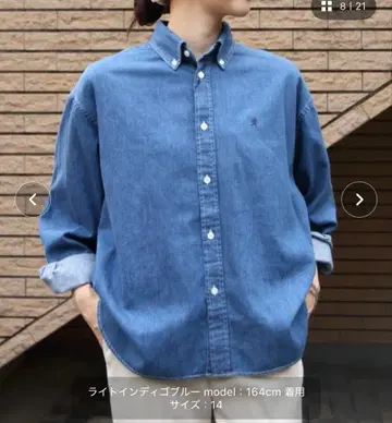 GYMPHLEX 데님 버튼 다운 셔츠 짐플렉스 사이즈 14