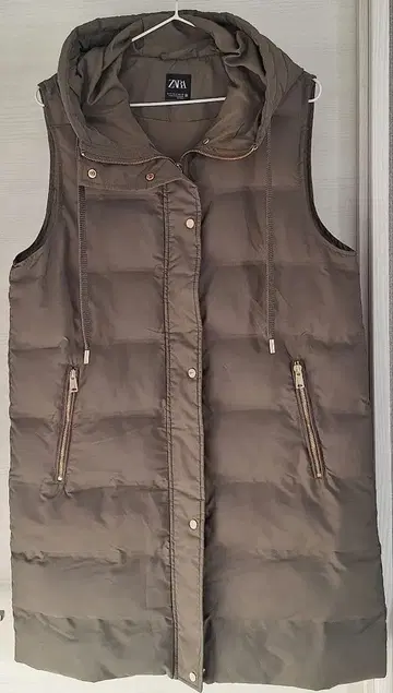 ZARA 롱 베스트 카키 S