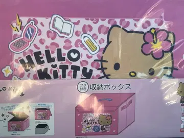 헬로키티 수납 박스 뚜껑 포함 레오파드 무늬 헤이세이 갸루