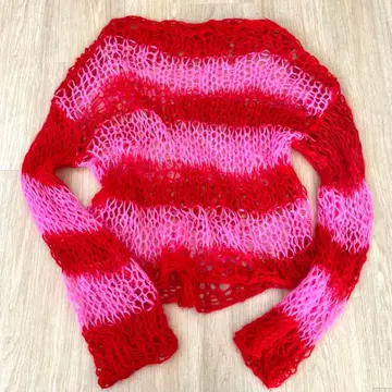 모헤어 스웨터 피쉬넷 보더 펑크 남성용 S~L