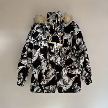 KESHO ABE 하스키 패턴 퍼 포함 다운 자켓 스키웨어