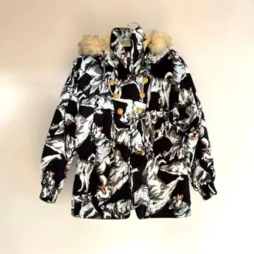 KESHO ABE 하스키 패턴 퍼 포함 다운 자켓 스키웨어