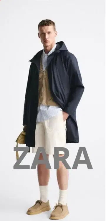 ZARA 남성용 러버 피니시 후드티 모즈 코트