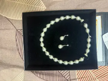 실버 펄풍 목걸이와 귀찌 세트