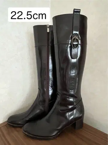 [ 사용 1회 ] 가죽 롱 부츠 22.5cm 다크 브라운