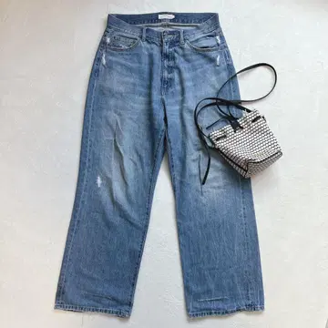 니코앤드 와이드 데님 플레어 루즈 컷오프 데미지 M