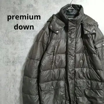 프리미어 다운 후드 부착 다운 자켓 루즈핏 캐주얼