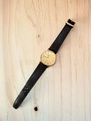 [ 레어 ] Omega De Ville 골드 블랙 가죽