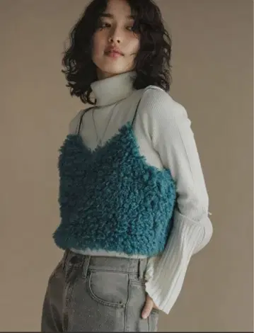 Re:EDIT 티베트 라무 인조 모피 뷔스티에