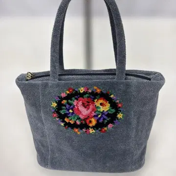 FEELER 꽃무늬 자수 토트백 그레이