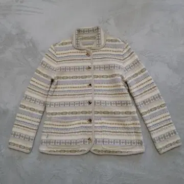 마드모아젤 논논 울 니트 가디건 올 패턴 마블 버튼