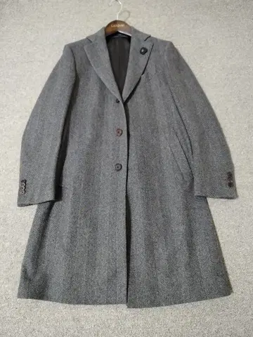 LARDINI size 46 헤링본 체스터 코트 그레이
