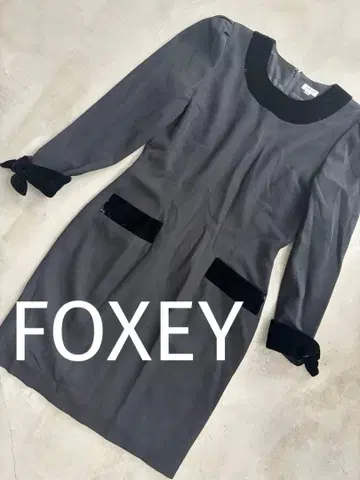 FOXEY 블랙 긴팔 무릎 기장 원피스