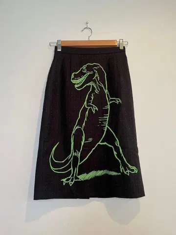 Bernhard Willhelm 도트 x 공룡 패턴 미디 스커트