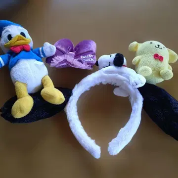 스누피 귀 달린 헤어밴드 데이지 리본 모양 머리핀 외