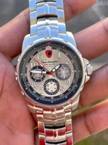 람보르기니 크로노그래프 시계 실버