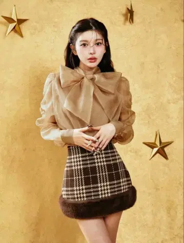 darich 리본 포함 블라우스