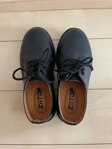 ziitop 블랙 레이스업 슈즈 통굽